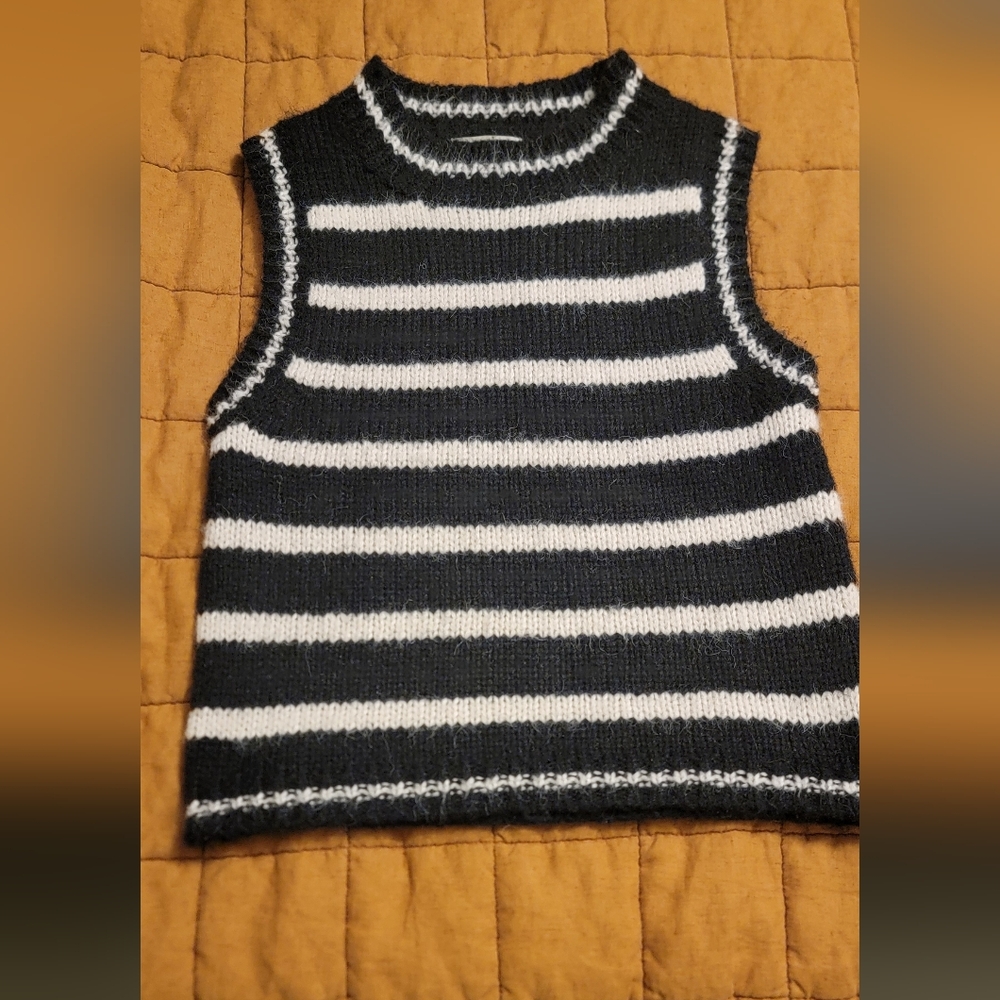 Striped Black and White Knit Vest